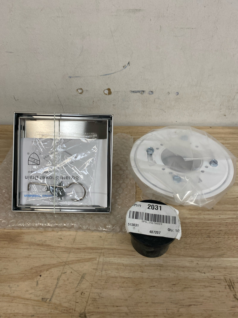 Signature Hardware 406497 Cohen 6" Tile Insert Shower Drain with Flange - Brushed Stainless Steel