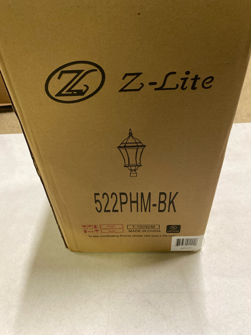 Unbranded 522PHM-BK Wakefield 22 in. 1-Light Black Aluminum Hardwired Outdoor Weather Resistant Post Light Round Fitter w/No Bulb Included
