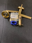 Emtek 510ATNUS4 (LH)Athena Brass Modern Passage Leverset - Satin Brass Disk Rosette