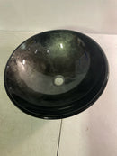 Vigo Vessel Sink Gray Onyx - 17” Artistic Round Bowl Sink for Bathrooms, Tempered Glass Above Counter Bathroom Sink with NonStickShield, QuickDrain & TempGuard, Modern Luxury Design