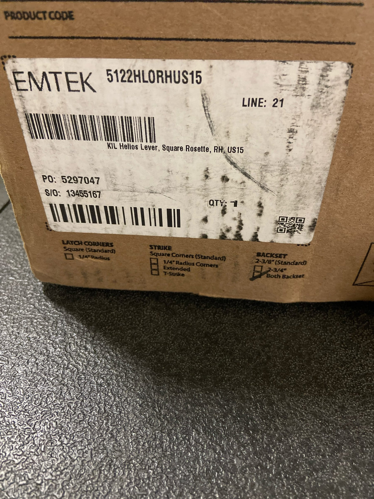 Emtek 5122HLORHUS15 KIL Helios Lever, Square Rosette, RH, US15