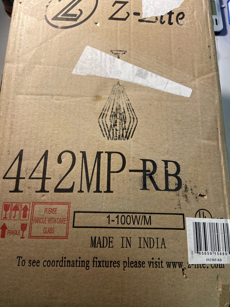 Z-Lite 442MP-RB Quintus 9" Wide Cage Mini Pendant - Rubbed Brass