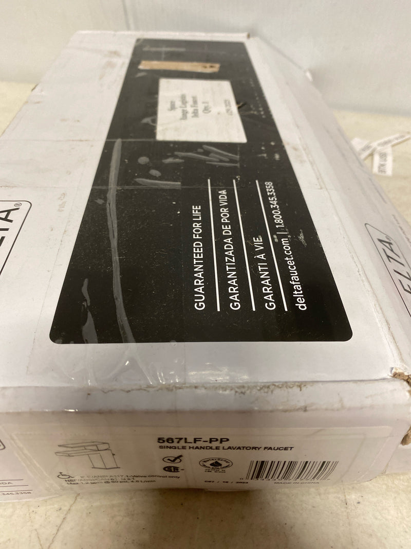 Delta 567LF-PP Modern 1.2 GPM Single Hole Bathroom Faucet with Push Pop-Up Drain Assembly - Includes - Chrome