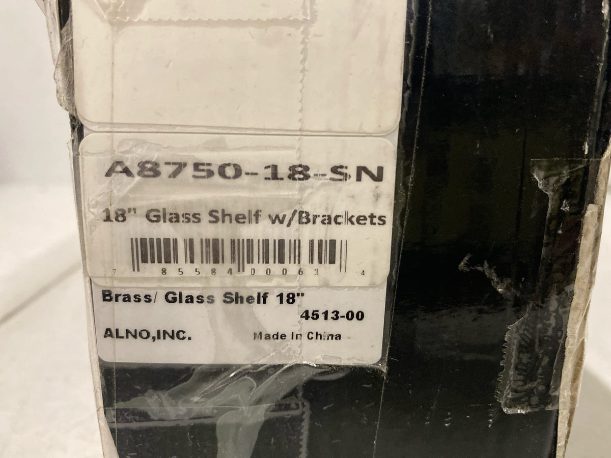 Alno A8750-18-SN Infinity 18" W Glass Bathroom Shelf with Brass Mounting Brackets - Satin Nickel
