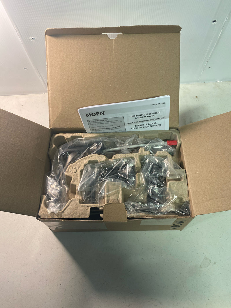 Moen TV6805BL Dartmoor 1.2 GPM Widespread Bathroom Faucet with Rough-in Valve and Pop-Up Drain Assembly included - Matte Black