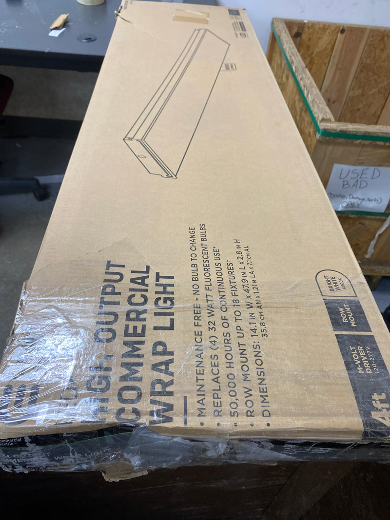 Commercial electric WR484080LSL 4 ft. 8000 Lumens Integrated LED White Wrap Light, 4000K