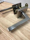 Emtek 5210HLOUS15LH Helios Left Handed Privacy Door Lever Set with Square Rose - Satin Nickel