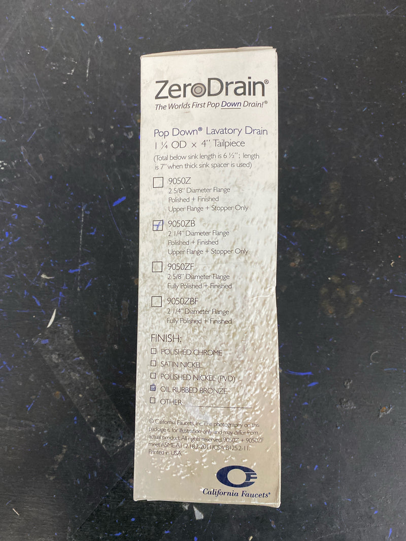 California Faucets 9050ZB-ORB ZeroDrain Pop-Down Style Lavatory Drain Assembly with 2-1/4" Diameter Flange - Oil Rubbed Bronze
