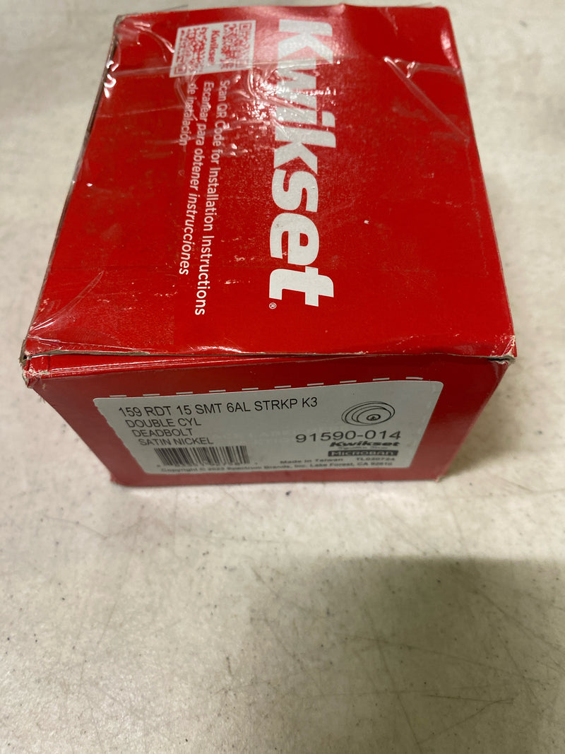 Kwikset 159 RDT 15 SMT 6AL STRKP 159 Series Satin Nickel Double Cylinder Round Deadbolt Featuring SmartKey