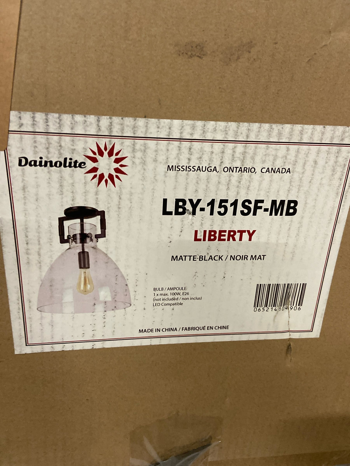 Dainolite LBY-151SF-MB Liberty 14" Wide Semi-Flush Ceiling Fixture - Matte Black