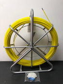 Vevor DZJYDB14656FTK5V1V0 Fish Tape Fiberglass 656 ft. x 1/4 in. Duct Rodder Fishtape Wire Puller with Steel Reel Stand, 3 Pulling Heads for Wall