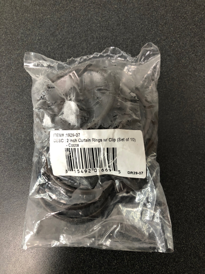 Rod desyne 1929-007 2 in. Decorative Rings in Cocoa with Clips (Set of 10)
