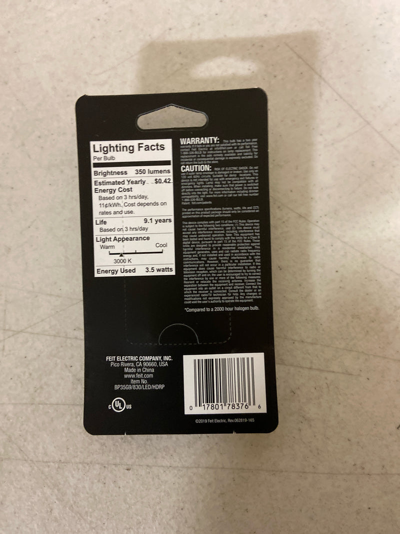 Feit electric BP35G9830/LED/HDRP/6 35-Watt Equivalent Bright White (3000K) T4 G9 Bi-Pin Base Decorative LED Light Bulb (6-Pack)