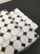 MSI SMOT-PT-RETBIA-2OCTG 12" x 12" Octagon Dot-Mounted Mosaic Walls Tile - Glossy Marble Visual - Sold by Carton (14.1 SF/Carton) - Retro Bianco