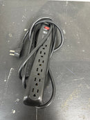 Commercial electric YLPT-43B 8 ft. 6-Outlet Surge Protector with 45 Degree Flat Angle Plug, Black