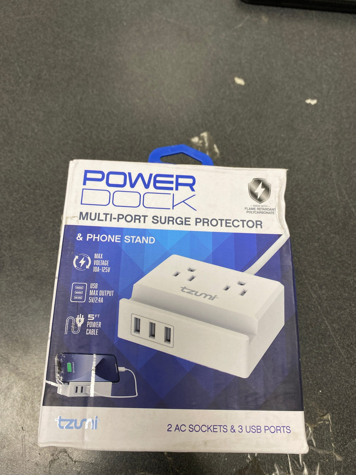 Tzumi 8447HD Power Dock 2-Outlet Multi-Port Surge Protector and Phone Stand
