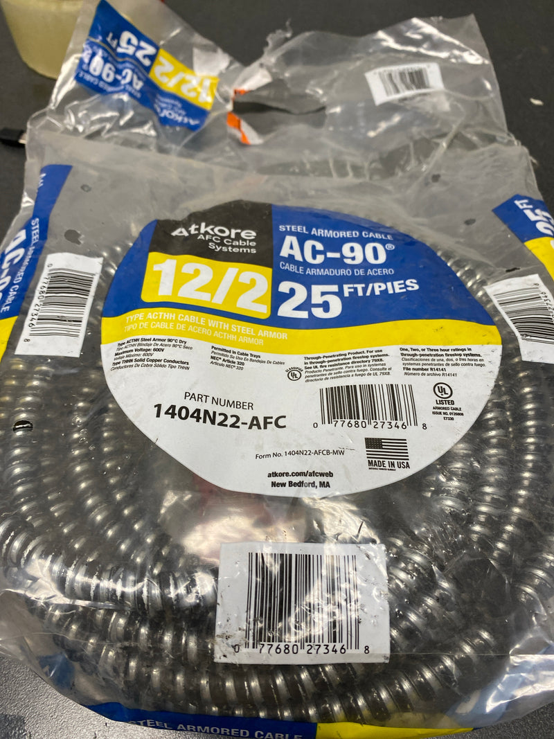 AFC Cable Systems 1404N22-AFC 25 ft. 12-2 ACT Armored Cable44; Steel Jacket