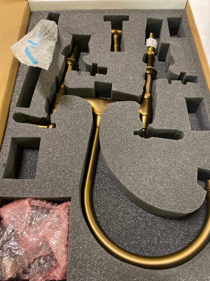 Rohl U.4719L-EB-2 Perrin and Rowe Deck Mount Bridge Kitchen Faucet with Sidespray with High C Spout and Metal ALSace Levers, English Bronze