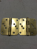 Deltana S44R54BMS 4" x 4" Plain Bearing 5/8" Radius Corners Mortise Hinge - Pair - Brushed Brass
