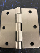Deltana S35R415 3-1/2 x 3-1/2 Plain Bearing 1/4" Radius Corner Full Mortise Hinge - Pair - Satin Nickel