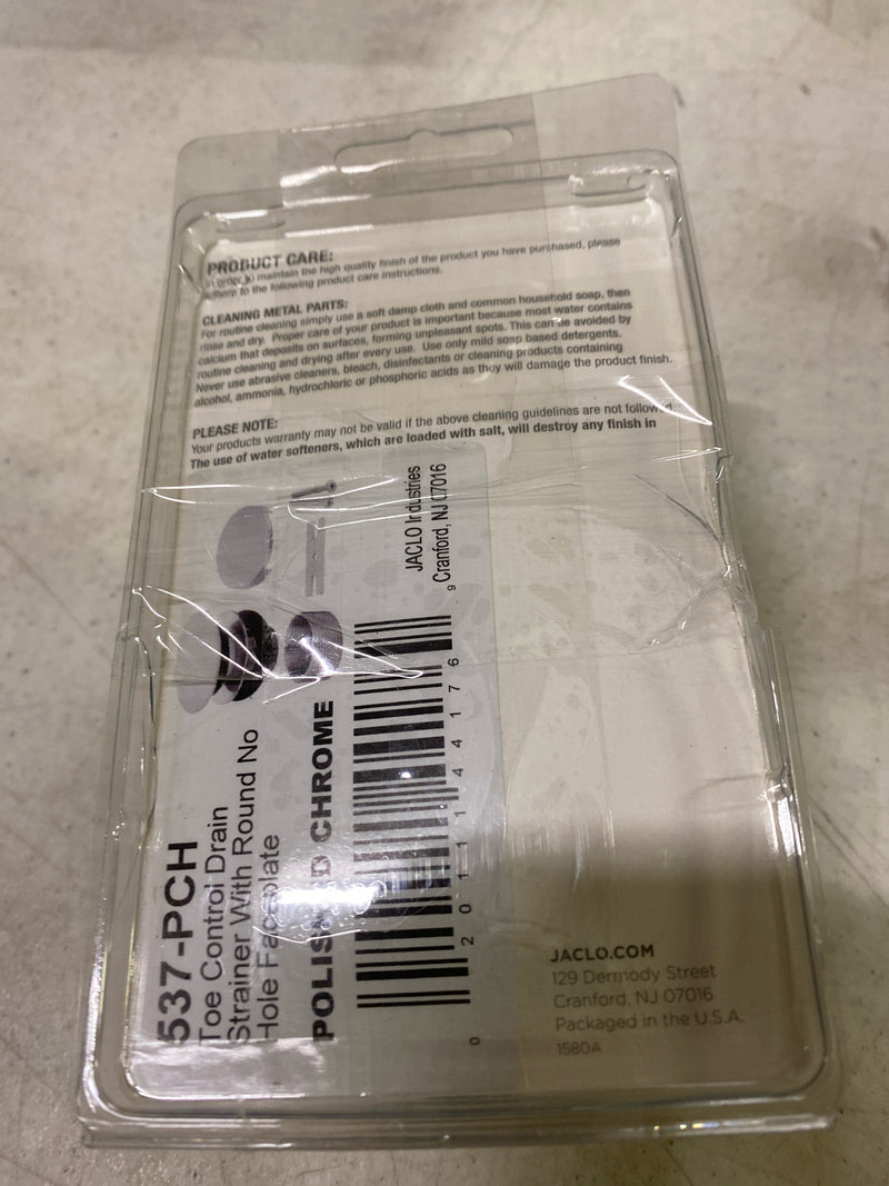 Jaclo 537-PCH RD Toe Control Drain with No Hole FP, Polished Chrome