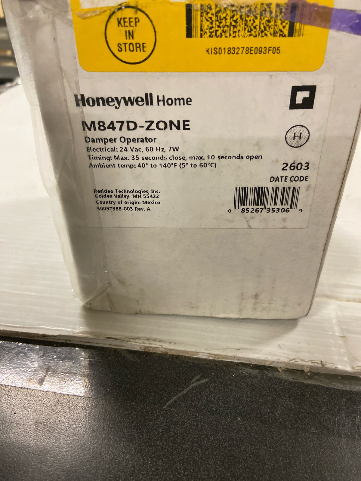 Honeywell Home M847D-ZONE/U Replacement Motor for ARD, EARD and ZD Zone Dampers - Gray / Black