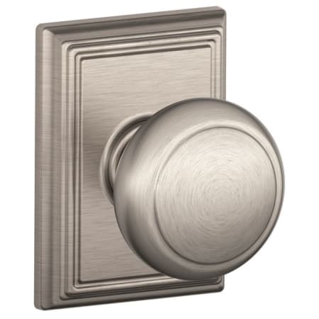 Schlage F10AND619ADD Andover Passage Door Knob Set with Decorative Addison Trim - Satin Nickel