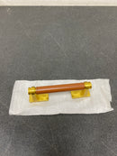 Belwith Keeler B077979LRBGB Reserve 3-3/4" Center to Center Luxury Leather Cabinet Handle / Drawer Pull - Mixed Materials - Brushed Golden Brass / Brown Leather