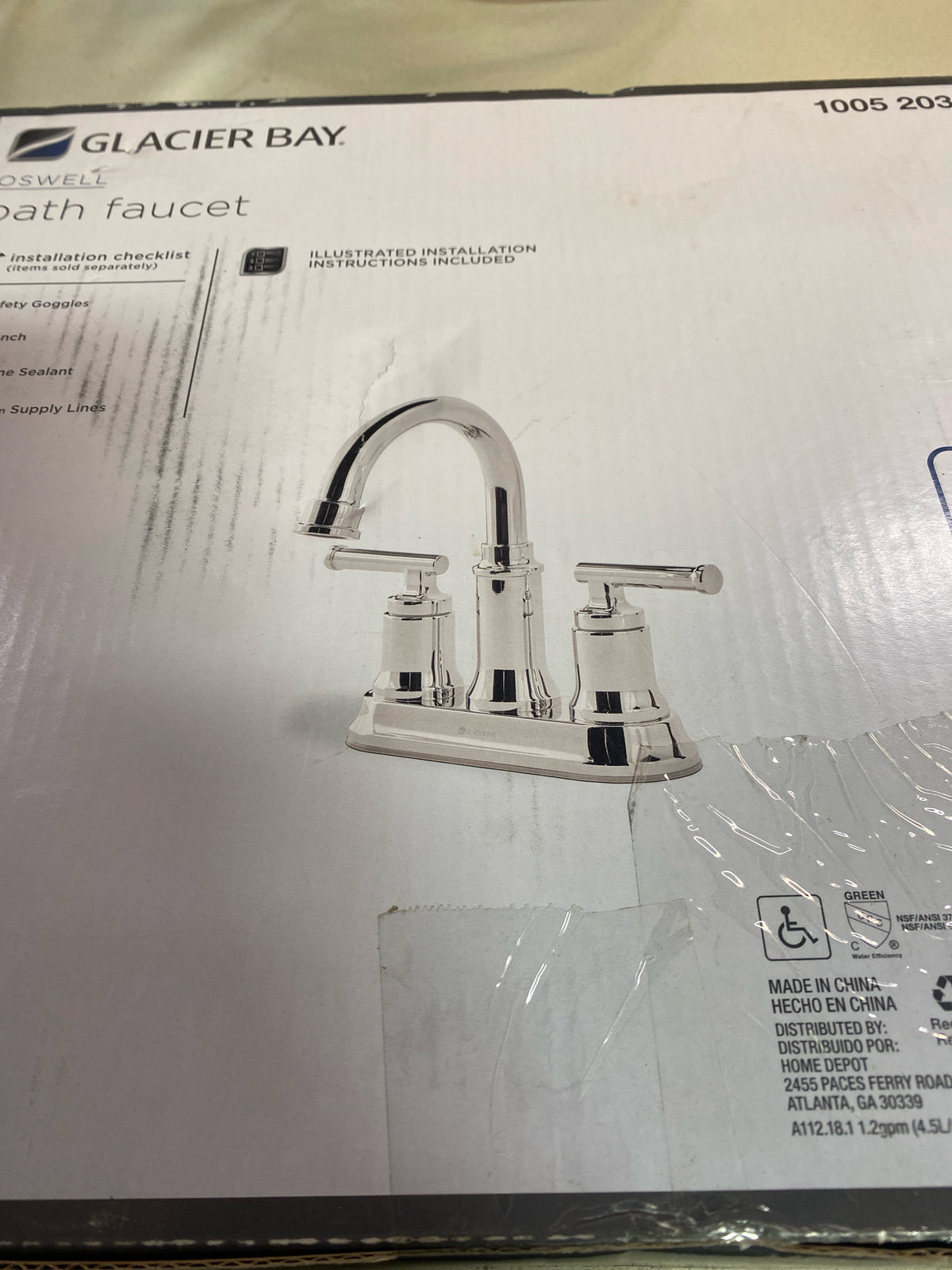 Glacier bay HD67083W-6001 Oswell 4 in. Centerset Double Handle High-Arc Bathroom Faucet in Chrome