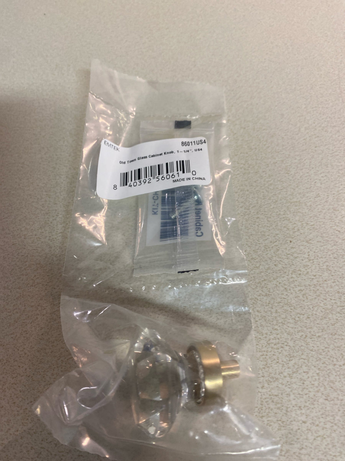 Emtek 86011US4 Old Town Glass 1-1/4 Inch Geometric Cabinet Knob - Satin Brass