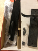 Signature Hardware 441524 Traeger Left Handed Solid Bronze Hammered Style Full Plate Dummy Door Handleset with Interior Lever - Dark Bronze