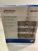 Progress lighting P500186-009DI Gulliver 1-Light Brushed Nickel Mini-Pendant with Weathered Gray Wood Accents
