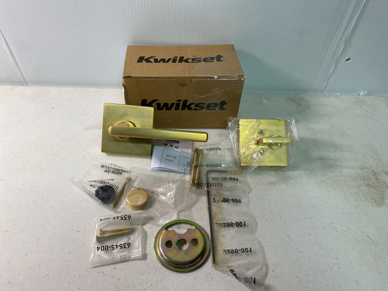 Kwikset 971HFLSQT-4 Halifax Lever Single Cylinder Interior Pack with Square Rose for Handlesets - Satin Brass