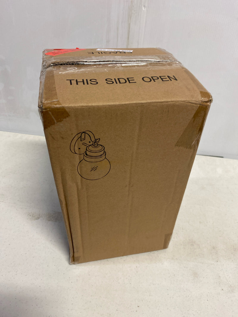 Lnc UA3INNHD1107BH7 Greet 1-Light Matte Black Barn Light Outdoor Sconce with Clear Seeded Glass Shade