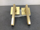 EMTEK Square Rosette Passage Set with Matching Finish Helios Lever - Choice of Left/Right Handing and 7 Finishes - 5110HLORHUS4 - Right Handed (RH) - Satin Brass (US4)