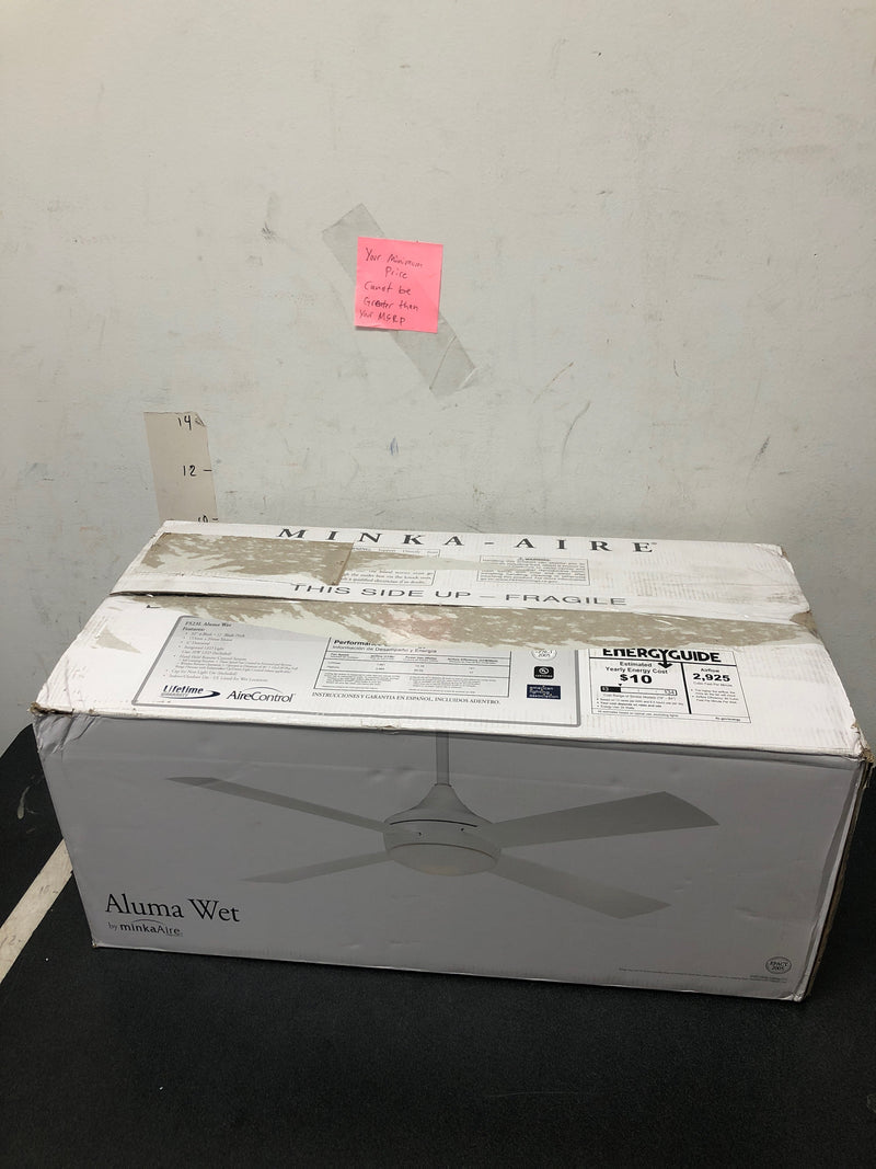 Minka-aire F523L-ABD Aluma Wet 52 in. Integrated LED Indoor/Outdoor Brushed Aluminum Ceiling Fan with Remote