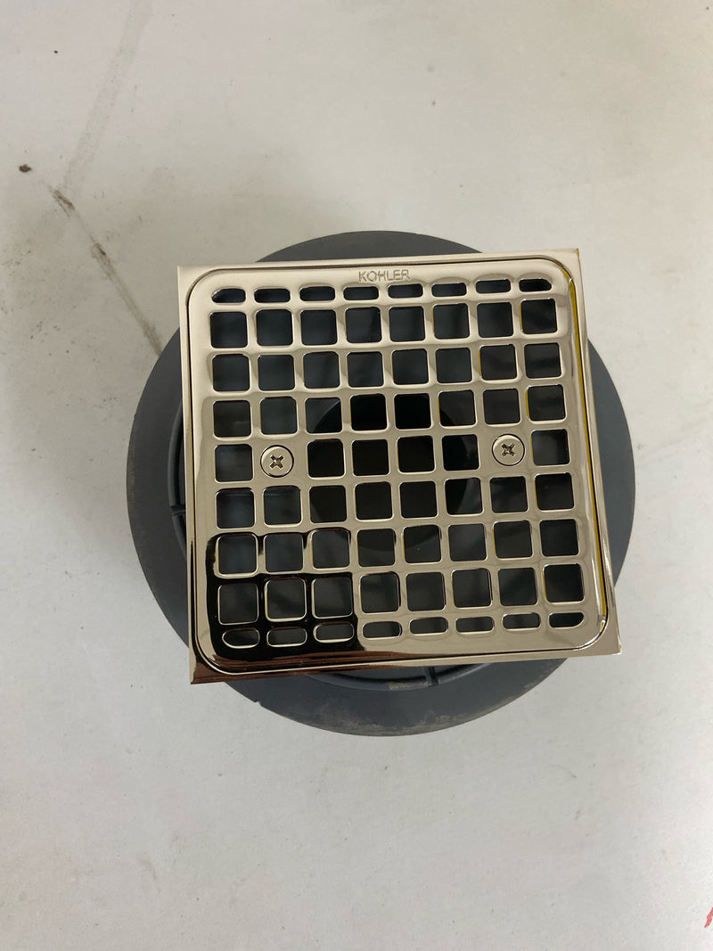 Kohler K-9136-SN Clearflo Square Design Tile-In Shower Drain - Polished Nickel