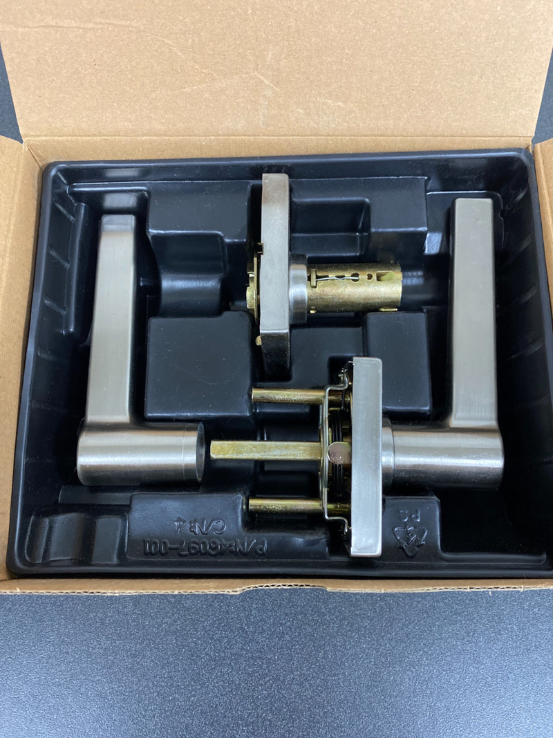 Kwikset SL1000DALSQT-15 Safe Lock by Kwikset Daylon Passage Door Lever Set with Square Rose - Satin Nickel