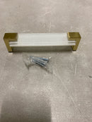 Sietto P-1201-SB Affinity 5-5/8 Inch Center to Center Handle Cabinet Pull with White Glass - Satin Brass