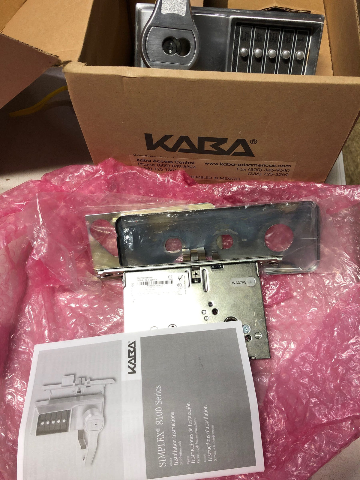 Kaba Simplex 8100 Series Metal Left Handed Mechanical Pushbutton Mortise Lock with Lever, Combination Entry, Key Override, Passage, Lockout, R/C Schlage, Core Not Included, Satin Chrome Finish