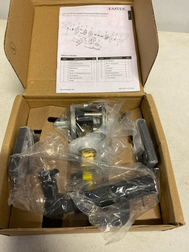 Emtek C5210HECUS19 Hercules Privacy Door Lever Set with Square Rose and Concealed Screws from the Brass Modern Collection - Flat Black