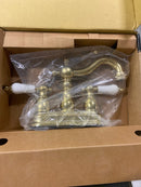 Kingston Brass KB1602PL Heritage 4-Inch Centerset Lavatory Faucet with Porcelain Lever Handle, Polished Brass