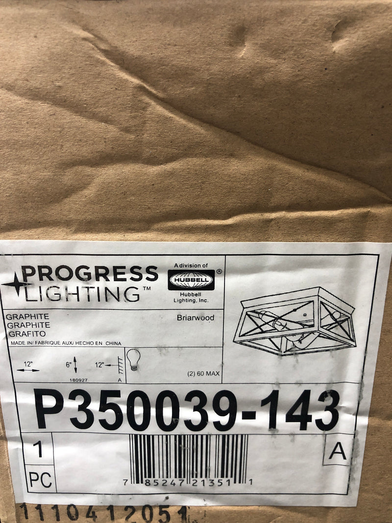 Progress Lighting P350039-143 Briarwood 2 Light 12" Wide Outdoor Flush Mount Ceiling Fixture - Graphite
