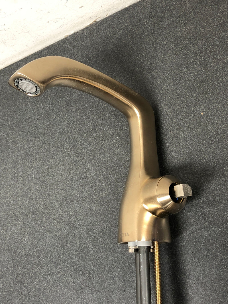 Delta 576-CZMPU-LHP-DST Stryke 1.2 GPM Single Hole Bathroom Faucet with Metal Pop-Up Drain Assembly and Diamond Seal Technology - Less Handle - Champagne Bronze