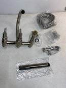 Signature Hardware 418586 Sebastian Wall Mounted Tub Filler Faucet with 4" Wall Couplers and Cross Handles - Includes Hand Shower - Brushed Nickel