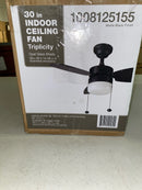 Hampton bay DB30TMB-LP Triplicity 30 in. Indoor LED Matte Black Ceiling Fan with Light