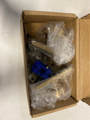 Emtek 5112ROUUS4 Round Knobset Passage Door Knob Set with Modern Rectangular Rose - Satin Brass