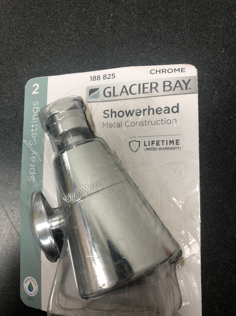 Glacier bay 8464000D 2-Spray Patterns with 1.8 GPM 2.2 in. Single Wall Mount Fixed Shower Head with Adjustable Shower Head in Chrome