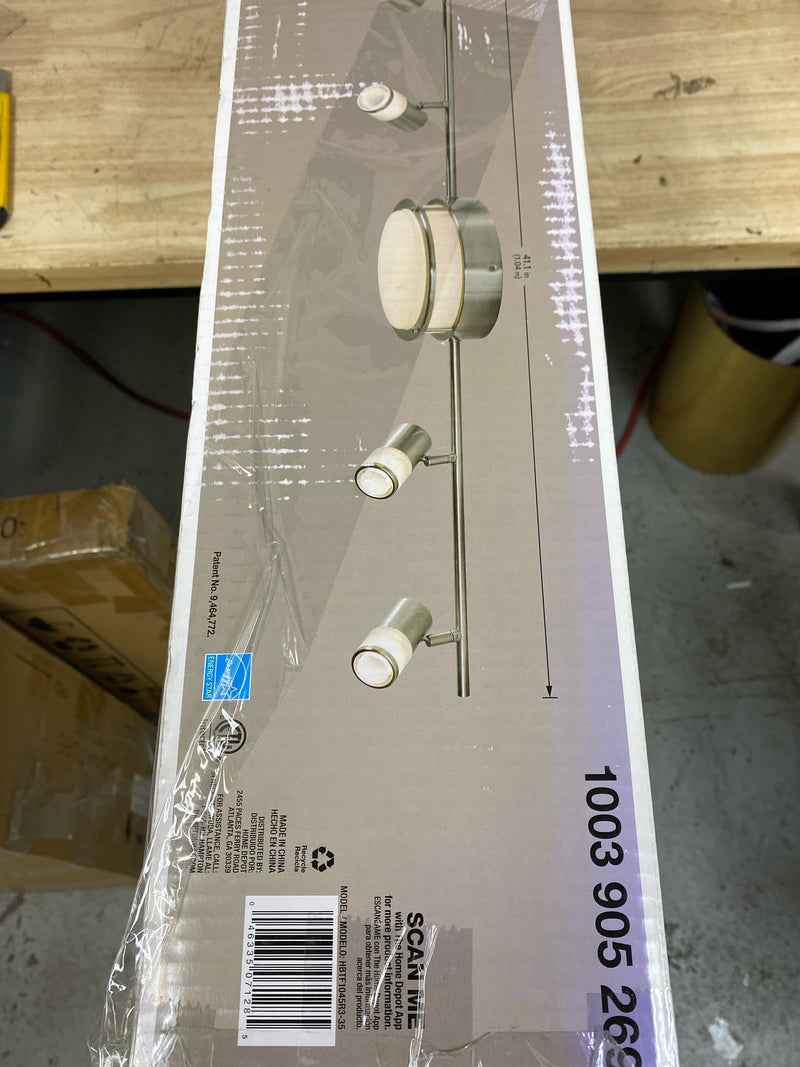 Hampton bay HBTF1045R3A-35 Greyrock 3.44 ft. Brushed Nickel Integrated LED Hardwired Track Lighting Kit Flush Mount Combo with 4 Fixed Track Heads