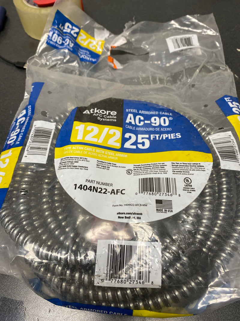 AFC Cable Systems 1404N22-AFC 25 ft. 12-2 ACT Armored Cable44; Steel Jacket